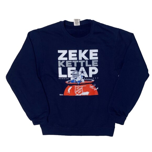 NFL Dallas Cowboys Ezekiel Elliott Kettle Leap Salvation Army Sweatshirt - S - Picture 1 of 4